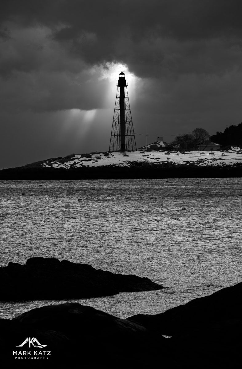 Stunning light above Marblehead Light on a winter's day by Mark Katz Photography