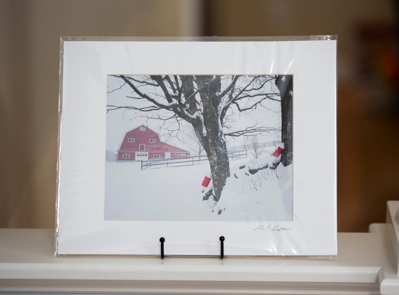 Red barn in a snowy Vermont backcountry landscape by Mark Katz Photography