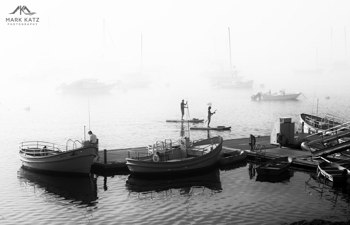 Black and white view of historic harbor, timeless maritime fine art photography perfect for coastal homes.