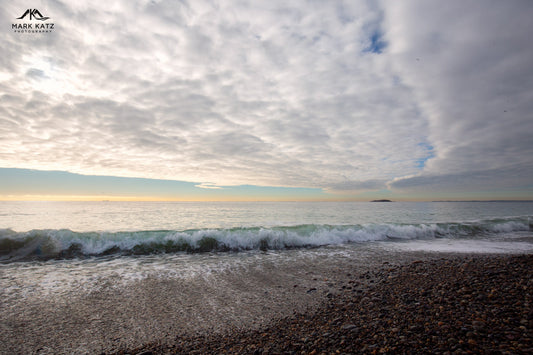Soft waves rolling on sandy beach, serene coastal delight fine art photography perfect for seaside decor.