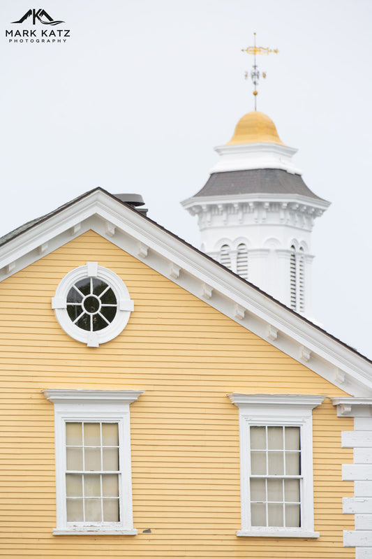 Old Town House juxtaposed with St. Michael's Episcopal Church, architectural fine art photography.