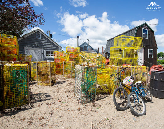 Vibrant coastal village scene evoking fresh sea breeze, salt in the air fine art photography.
