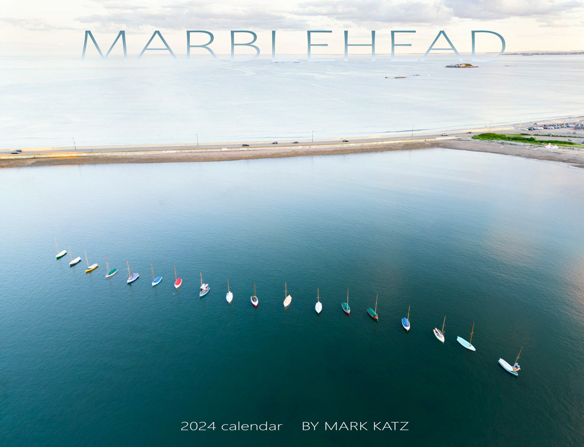 Collection of coastal and maritime images featured in 2024 Marblehead wall calendar photography.