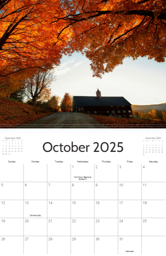 2025 Vermont Calendar