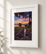 End of Day Gathering in Flat White frame with white archival mat