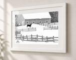 Equine Winter Playground in Flat White frame with white archival mat