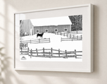 Equine Winter Playground in Gallery White frame with white archival mat