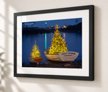 First Harbor Boats at Night in Flat Black frame with white archival mat