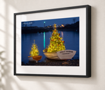 First Harbor Boats at Night in Gallery Black frame with white archival mat