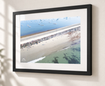 Marblehead Causeway from Above – Aerial Coastal Print in Flat Black frame with white archival mat