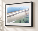 Marblehead Causeway from Above – Aerial Coastal Print in Gallery Black frame with white archival mat