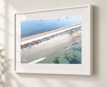 Marblehead Causeway from Above – Aerial Coastal Print in Gallery White frame with white archival mat