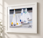 Race Day in Flat White frame with white archival mat
