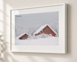 Red Carets in Gallery White frame with white archival mat
