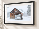 Rustic Snowglobe in Flat Black frame with white archival mat