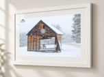 Rustic Snowglobe in Flat White frame with white archival mat
