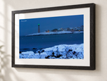 Snow on the Rocks in Ebonized Oak frame with white archival mat