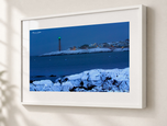 Snow on the Rocks in Gallery White frame with white archival mat