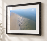 Tidal Harmony – Aerial Sandbar and Sea in Ebonized Oak frame with white archival mat
