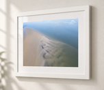 Tidal Harmony – Aerial Sandbar and Sea in Flat White frame with white archival mat