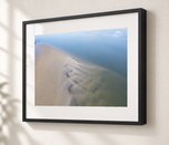 Tidal Harmony – Aerial Sandbar and Sea in Gallery Black frame with white archival mat