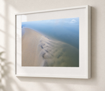 Tidal Harmony – Aerial Sandbar and Sea in Gallery White frame with white archival mat