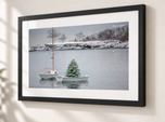 Winter on the Harbor in Flat Black frame with white archival mat