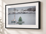 Winter on the Harbor in Gallery Black frame with white archival mat