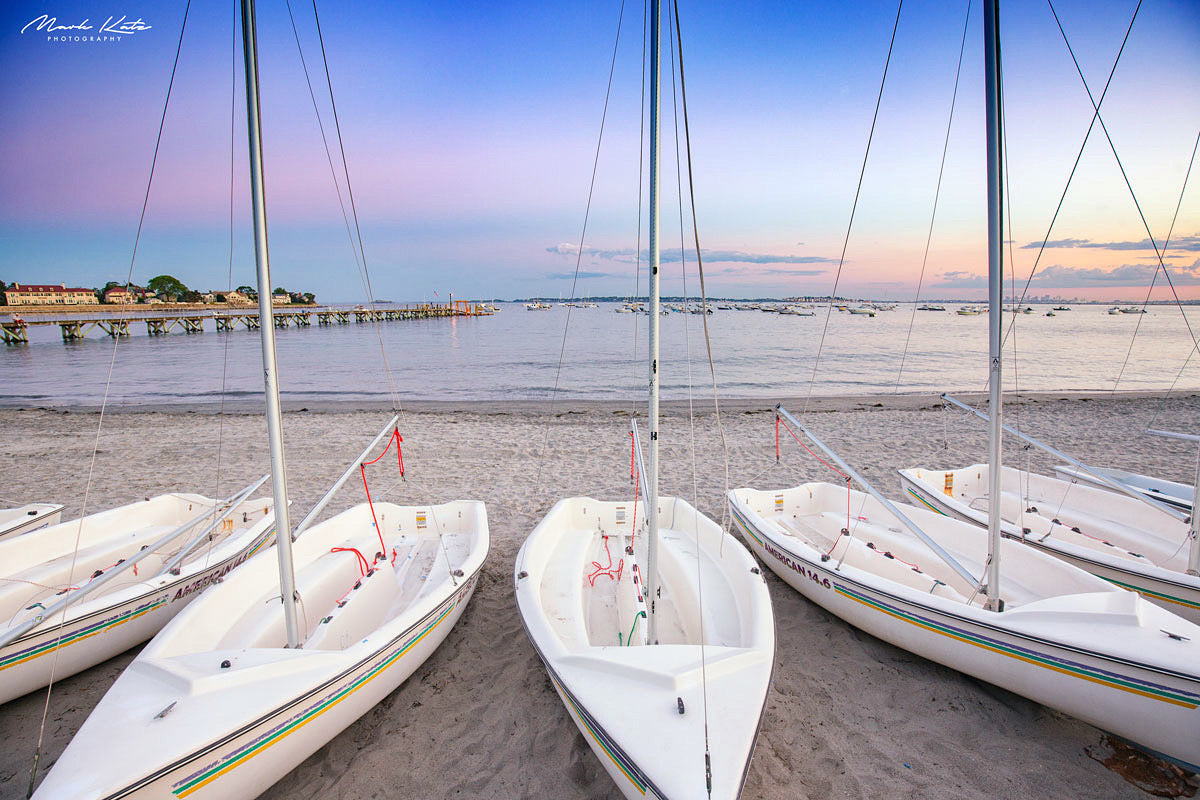 Soft and symmetrical sailboat alignment, modern ocean decor fine art photography for minimalist interiors.