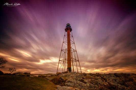 Iconic Marblehead Light lighthouse, classic nautical fine art photography piece.